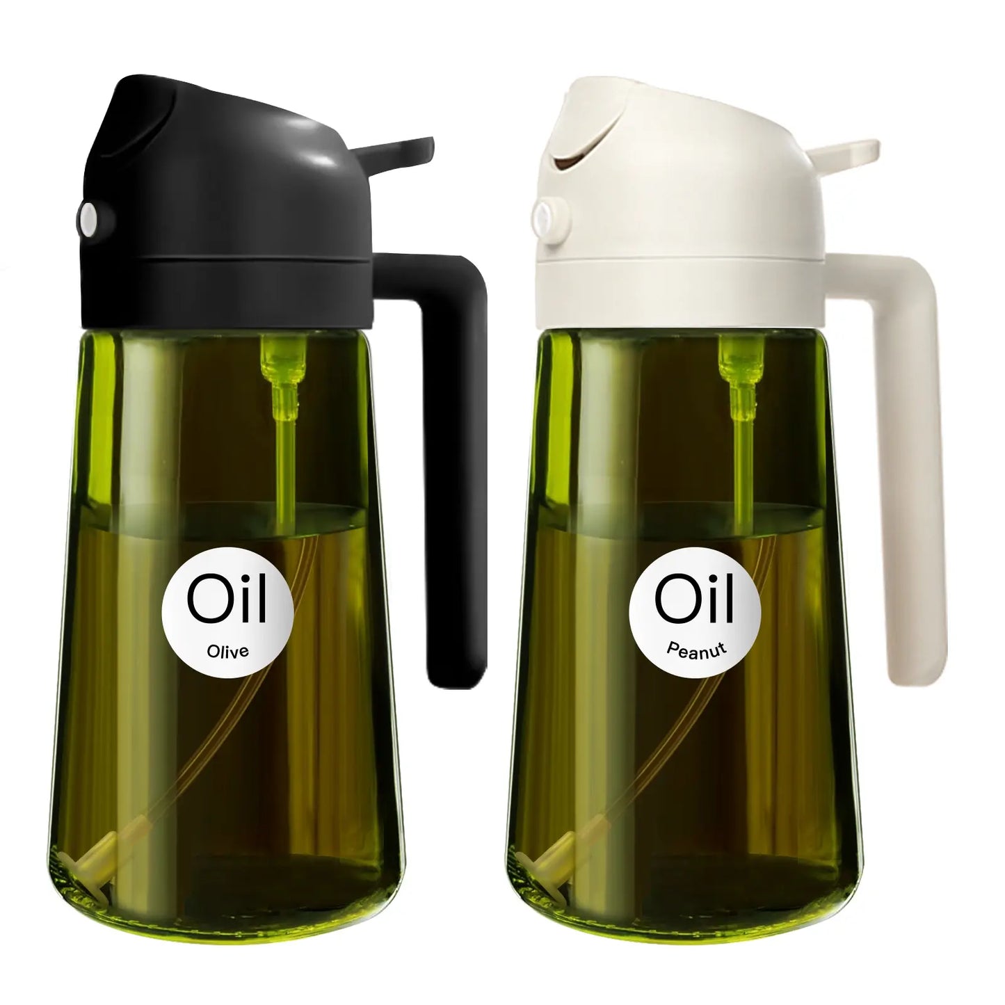 YARRAMATE 16Oz/470Ml Thick Lid Light-Blocking Glass Dark Oil Sprayer, Transparent Modern Olive Oil Dispenser for Kitchen, Air Fryer