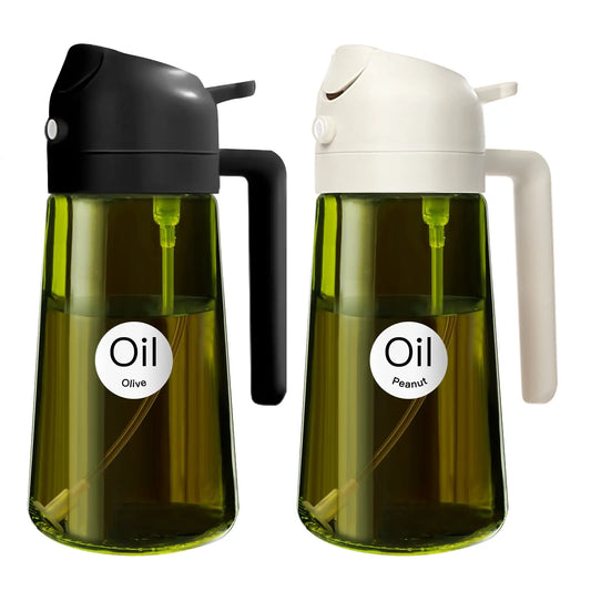 YARRAMATE 16Oz/470Ml Thick Lid Light-Blocking Glass Dark Oil Sprayer, Transparent Modern Olive Oil Dispenser for Kitchen, Air Fryer
