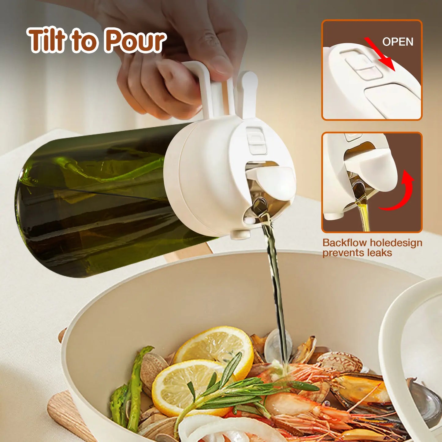 YARRAMATE 16Oz/470Ml Thick Lid Light-Blocking Glass Dark Oil Sprayer, Transparent Modern Olive Oil Dispenser for Kitchen, Air Fryer