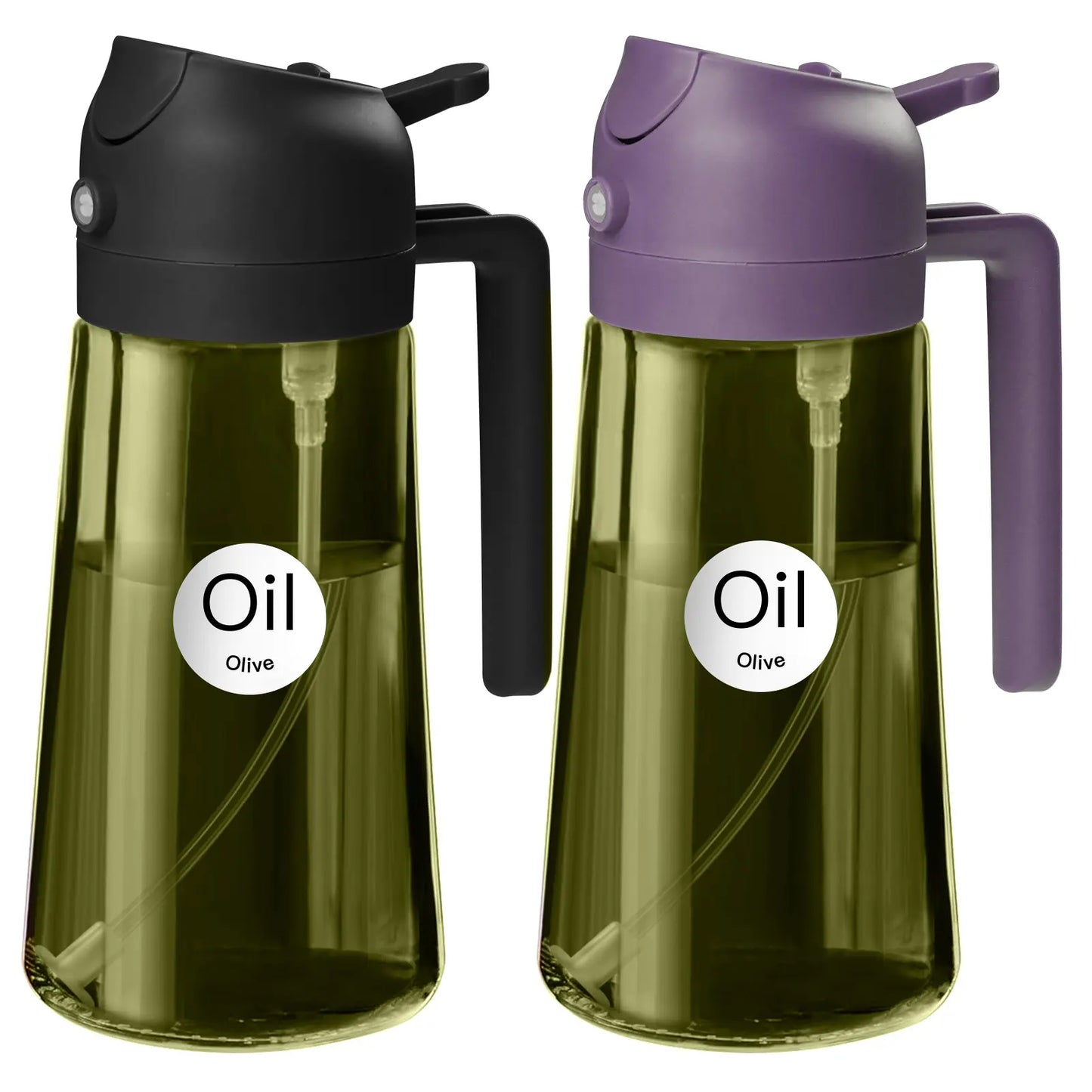 YARRAMATE 16Oz/470Ml Thick Lid Light-Blocking Glass Dark Oil Sprayer, Transparent Modern Olive Oil Dispenser for Kitchen, Air Fryer