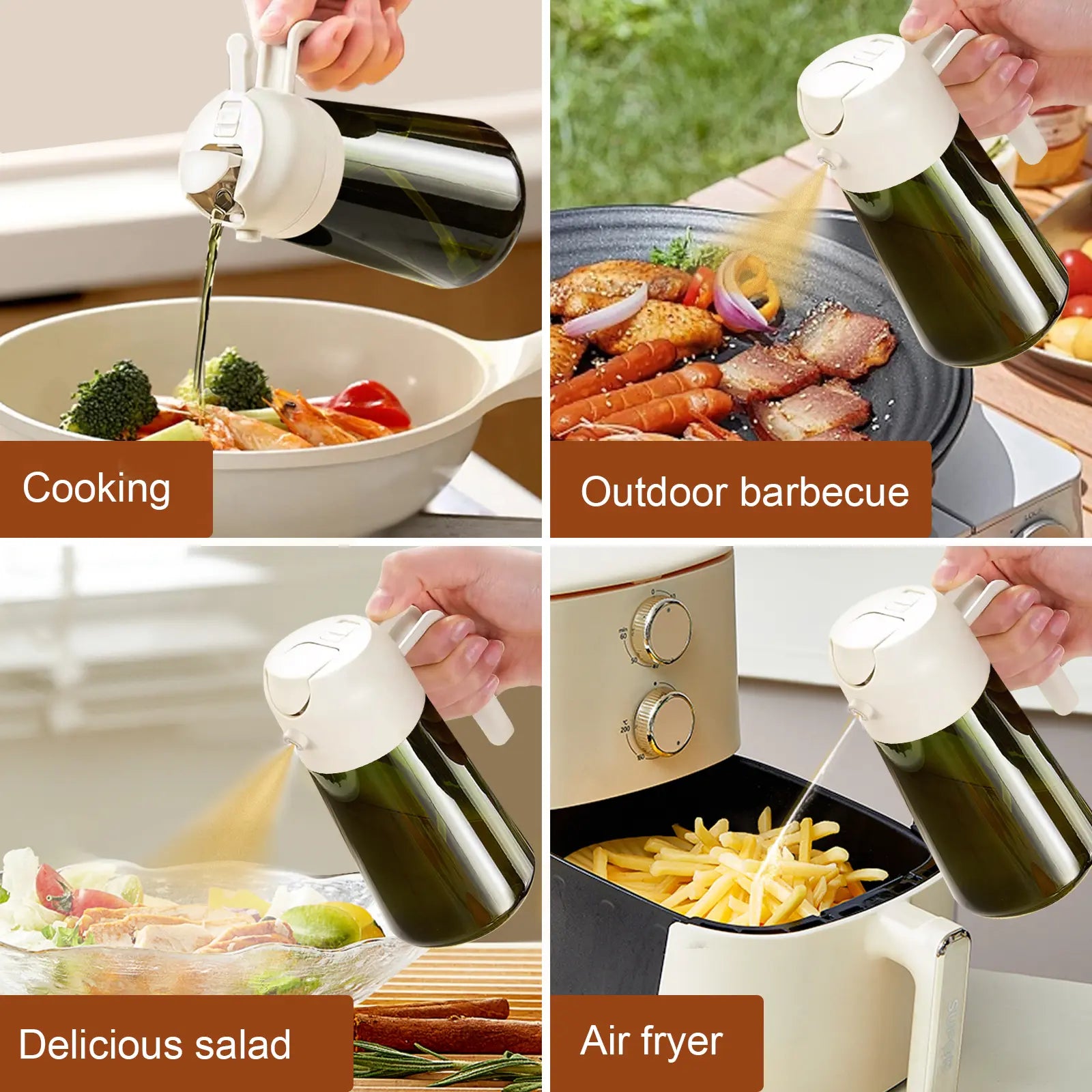 YARRAMATE 16Oz/470Ml Thick Lid Light-Blocking Glass Dark Oil Sprayer, Transparent Modern Olive Oil Dispenser for Kitchen, Air Fryer
