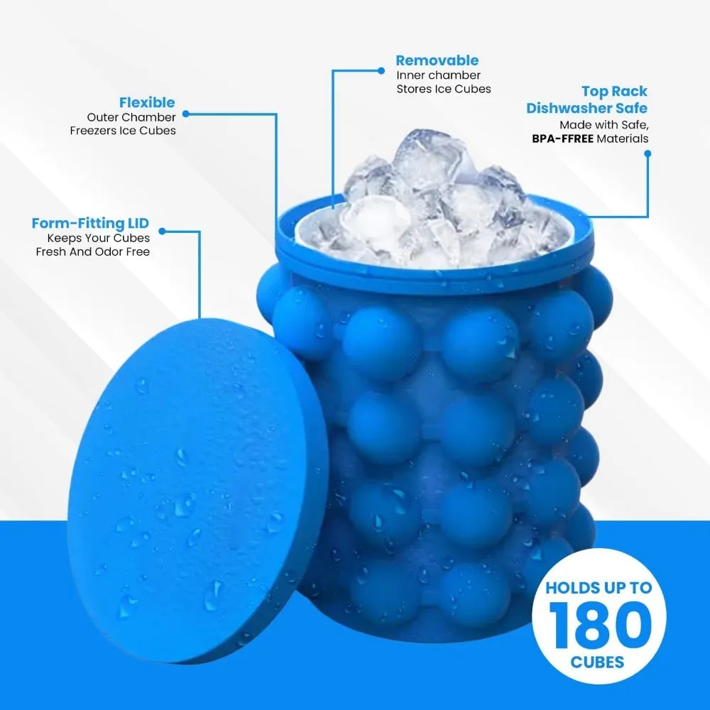 Versatile 2-in-1 Ice Cube Mold: Large Silicone Ice Trays for Effortless Whiskey and Beer Chilling