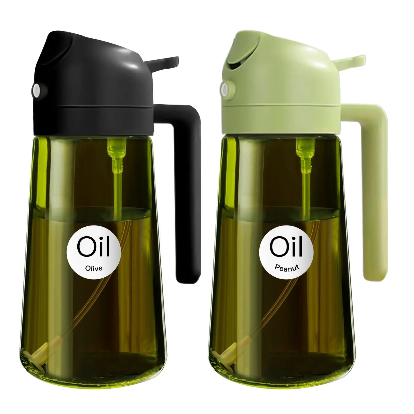 YARRAMATE 16Oz/470Ml Thick Lid Light-Blocking Glass Dark Oil Sprayer, Transparent Modern Olive Oil Dispenser for Kitchen, Air Fryer
