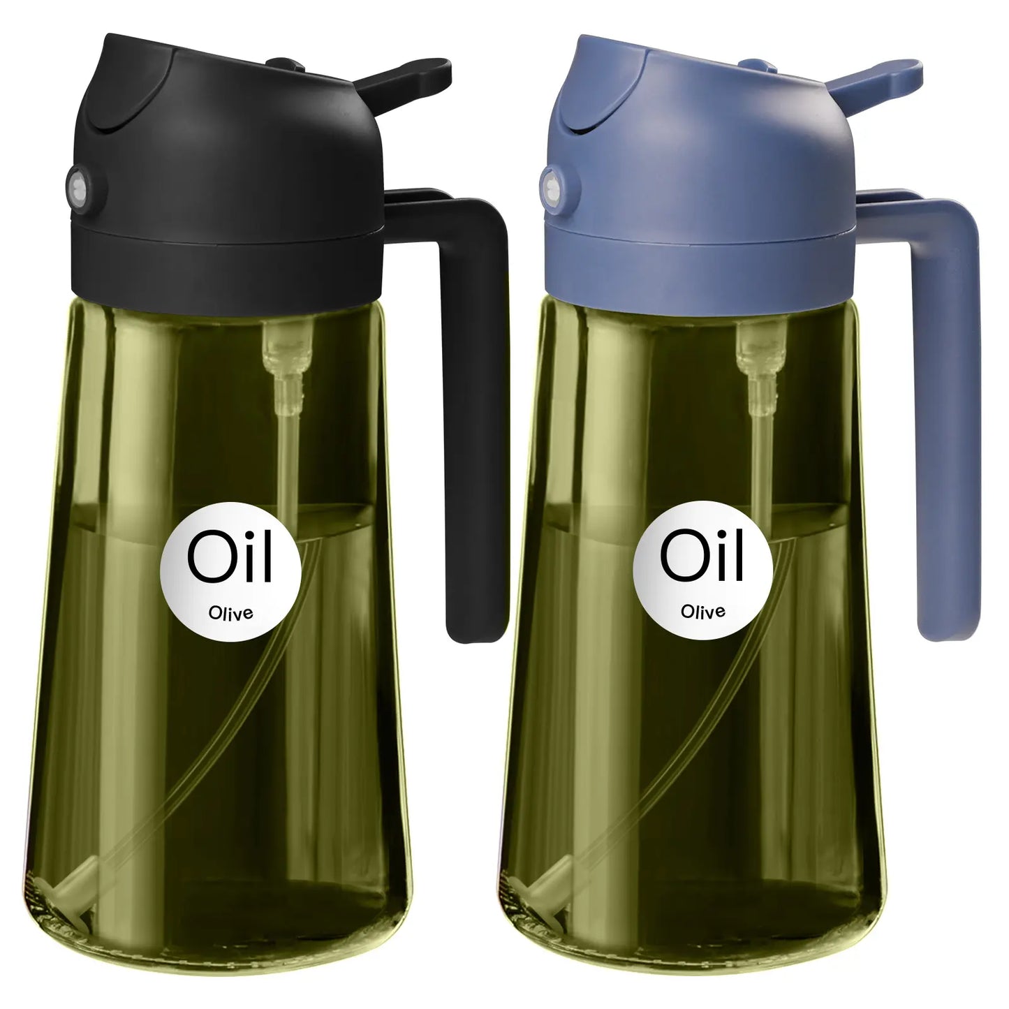YARRAMATE 16Oz/470Ml Thick Lid Light-Blocking Glass Dark Oil Sprayer, Transparent Modern Olive Oil Dispenser for Kitchen, Air Fryer