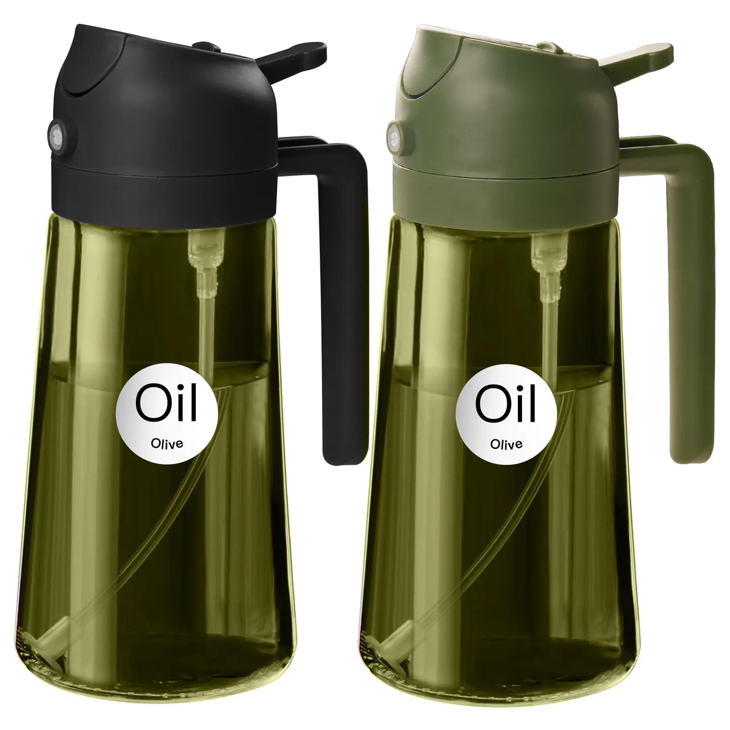 YARRAMATE 16Oz/470Ml Thick Lid Light-Blocking Glass Dark Oil Sprayer, Transparent Modern Olive Oil Dispenser for Kitchen, Air Fryer