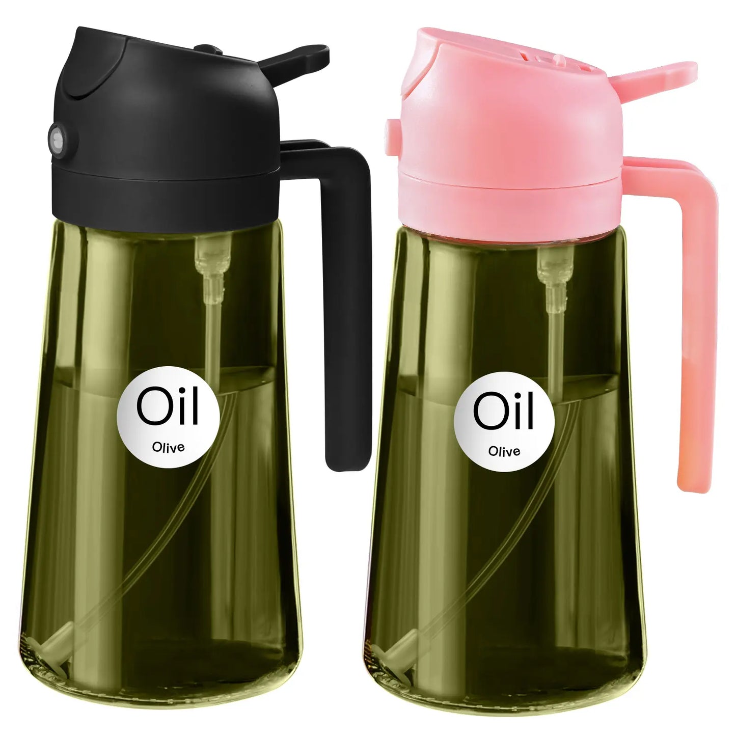 YARRAMATE 16Oz/470Ml Thick Lid Light-Blocking Glass Dark Oil Sprayer, Transparent Modern Olive Oil Dispenser for Kitchen, Air Fryer